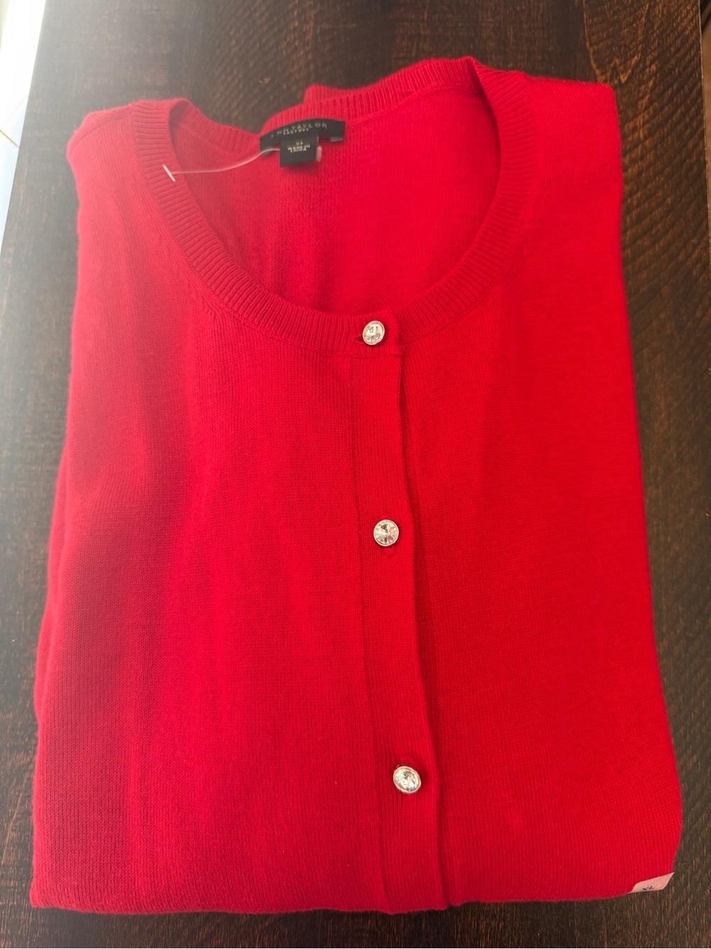 Ann Taylor Classic Button Cardigan - Red - Picture 8 of 8
